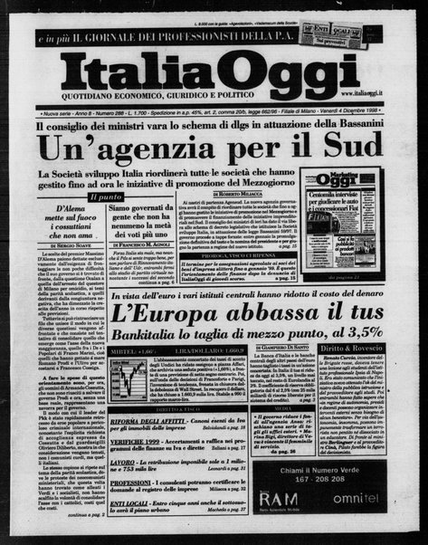 Italia oggi : quotidiano di economia finanza e politica